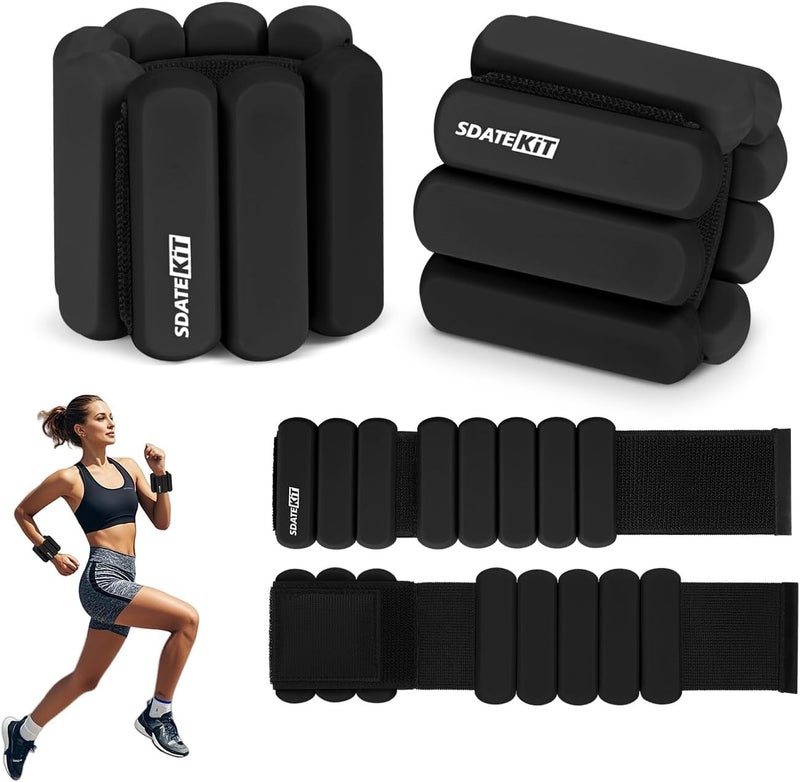 SDATEKIT Wrist and Ankle Weights for Women & Men 2 Pack (1lb Each), Adjustable Silicone Weighted Bracelet for Pilates, Gym, Yoga, Cardio & Strength Training, Bala-Style Bangles Slip-Free Design - Image 1